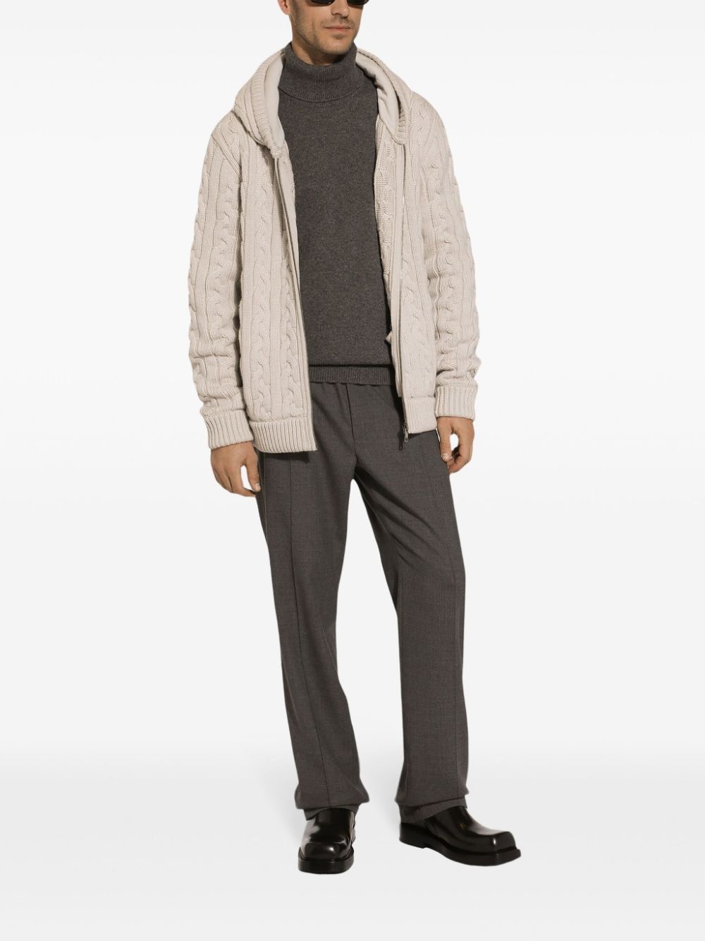 cable-knit hoodie - 2