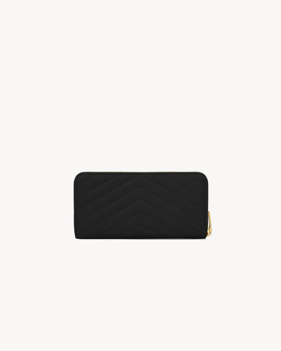 SAINT LAURENT CASSANDRE MATELASSÉ ZIP AROUND WALLET IN GRAIN DE POUDRE LEATHER outlook