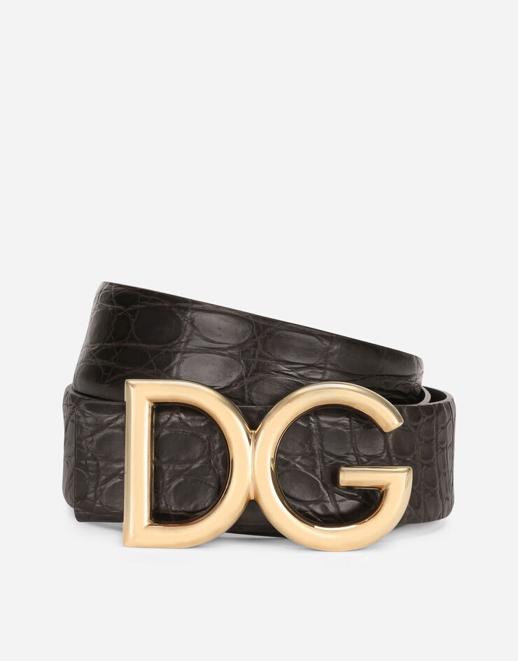 Crocodile flank nappa belt with DG logo - 1