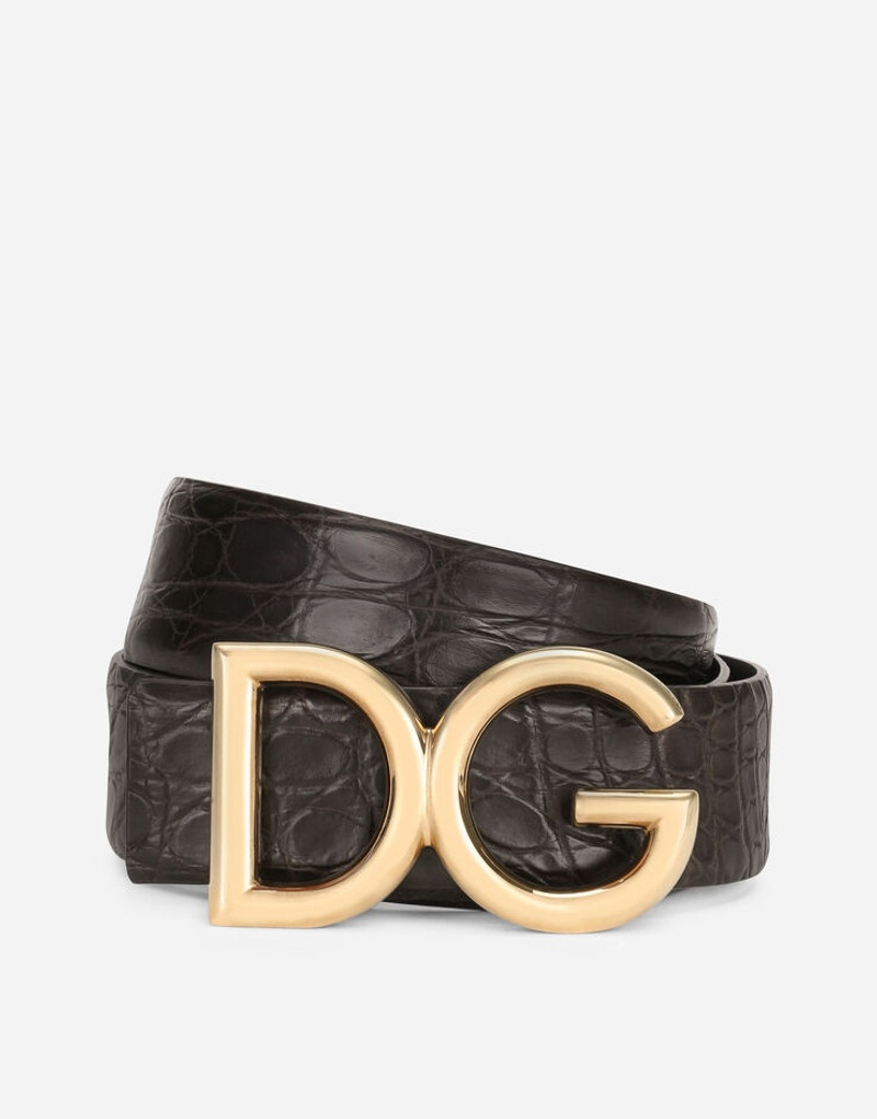 Crocodile flank nappa belt with DG logo 1
