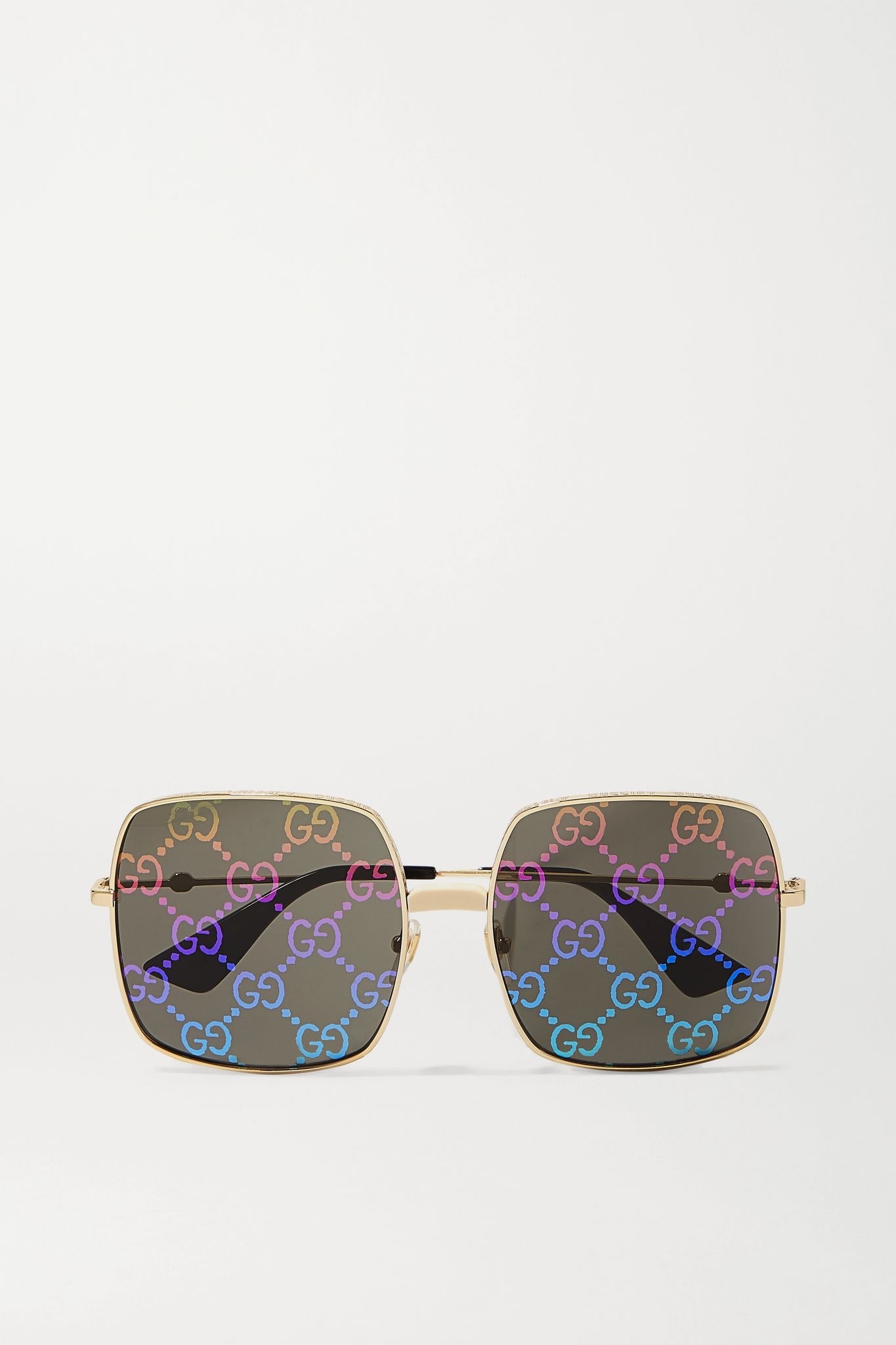 Logomania square-frame gold-tone sunglasses - 1