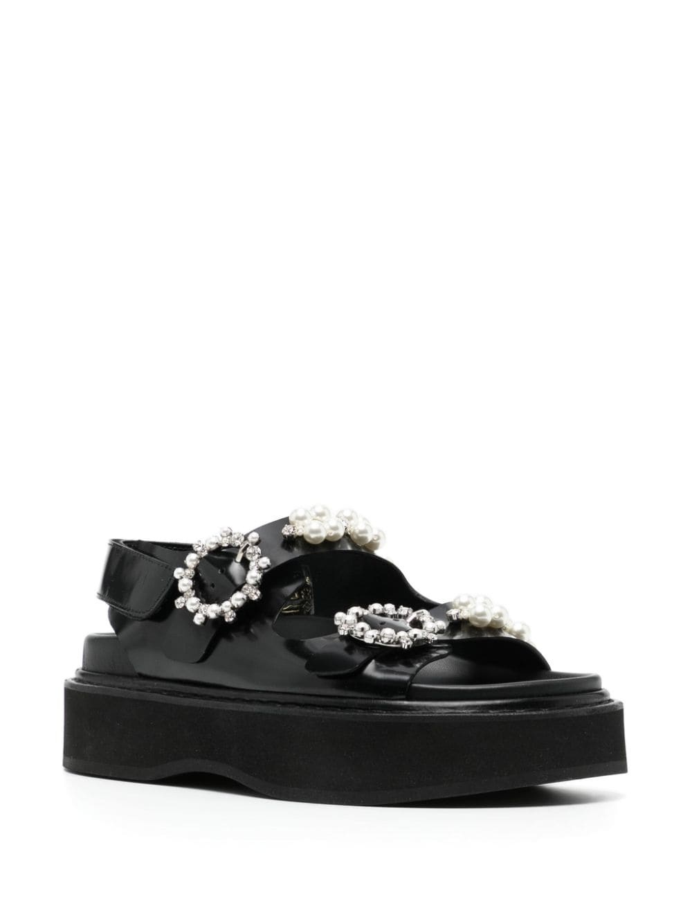 crystal-embellished leather sandals - 2