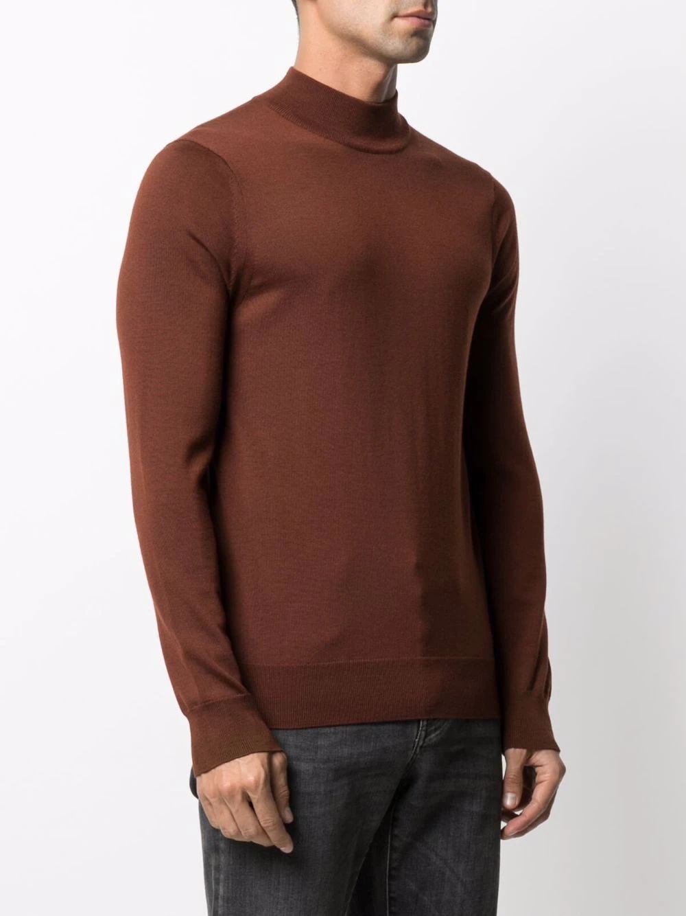 mock neck ribbed-knit jumper - 3