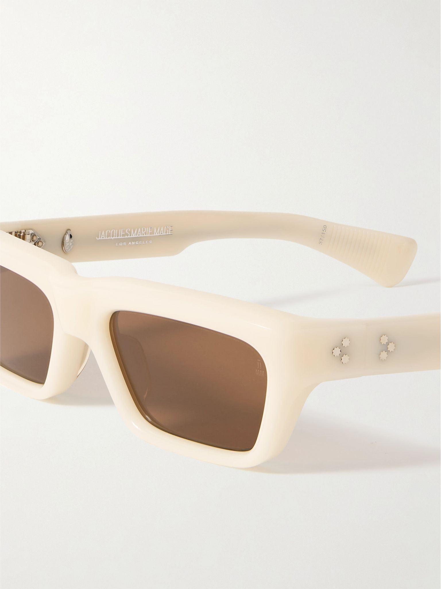 Rush Rectangular-Frame Acetate Sunglasses White - 3