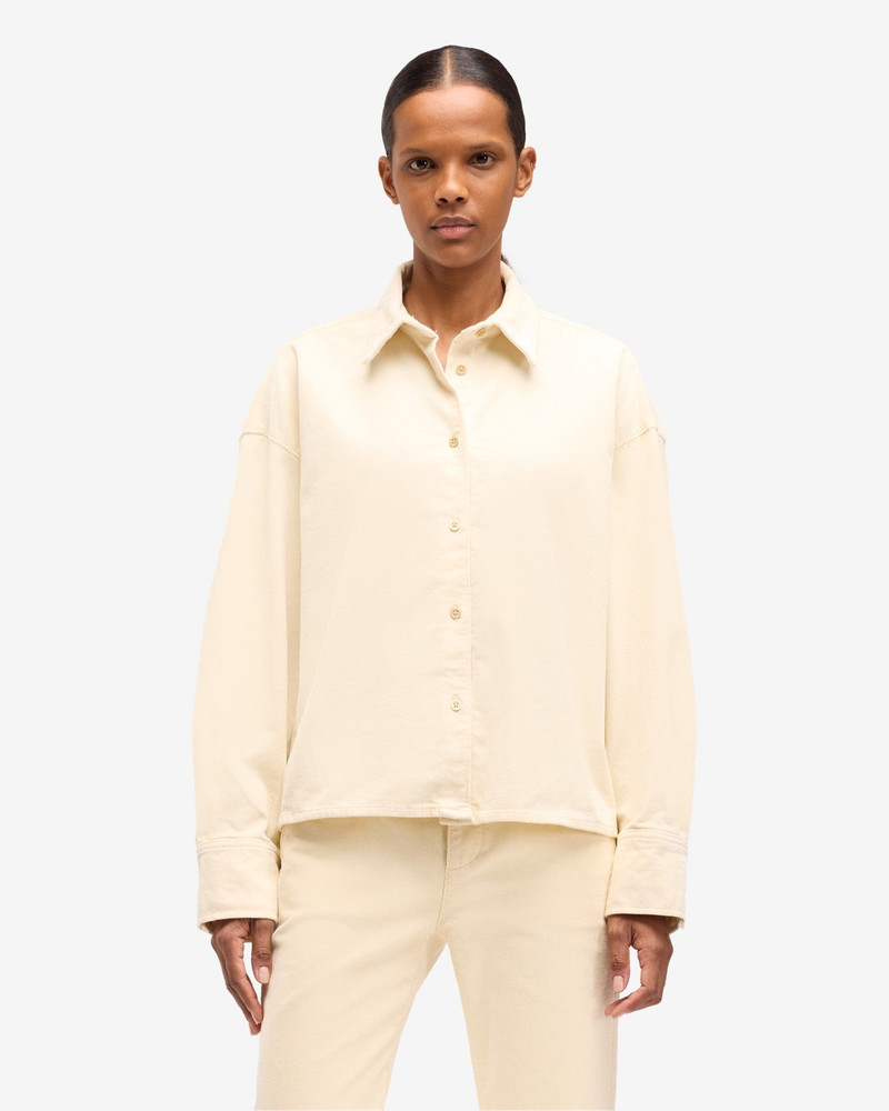 7 For All Mankind Corduroy Nina Cropped Shirt in Eggshell outlook
