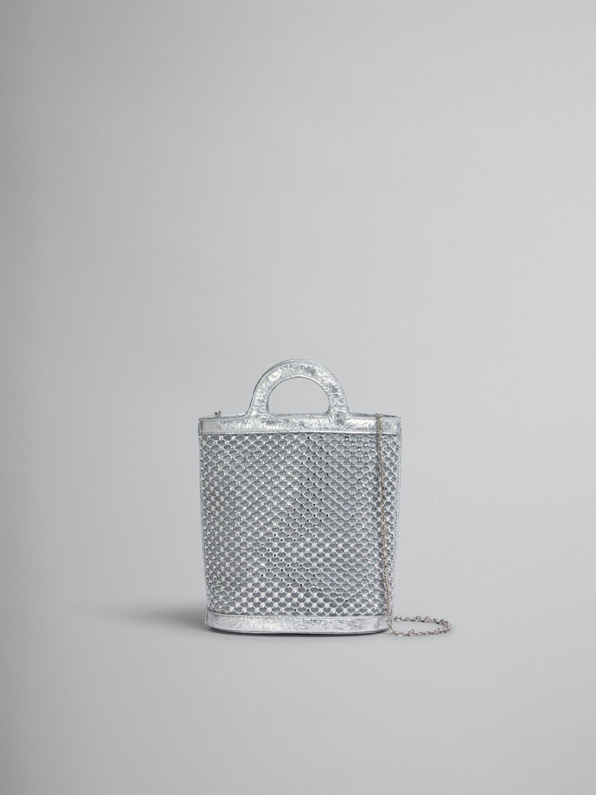 SILVER RHINESTONE TROPICALIA NANO BUCKET BAG - 1