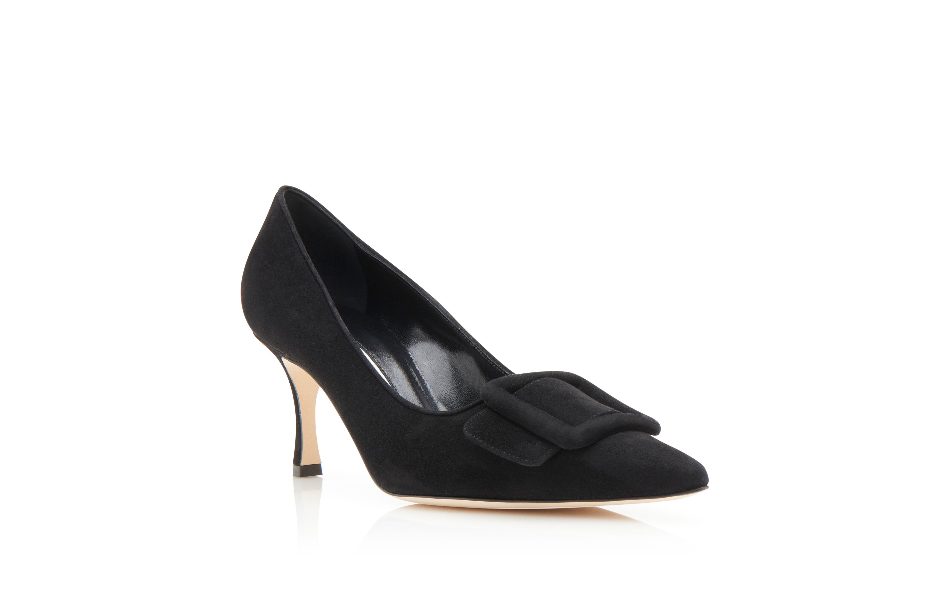 Black Suede Buckle Detail Pumps - 3