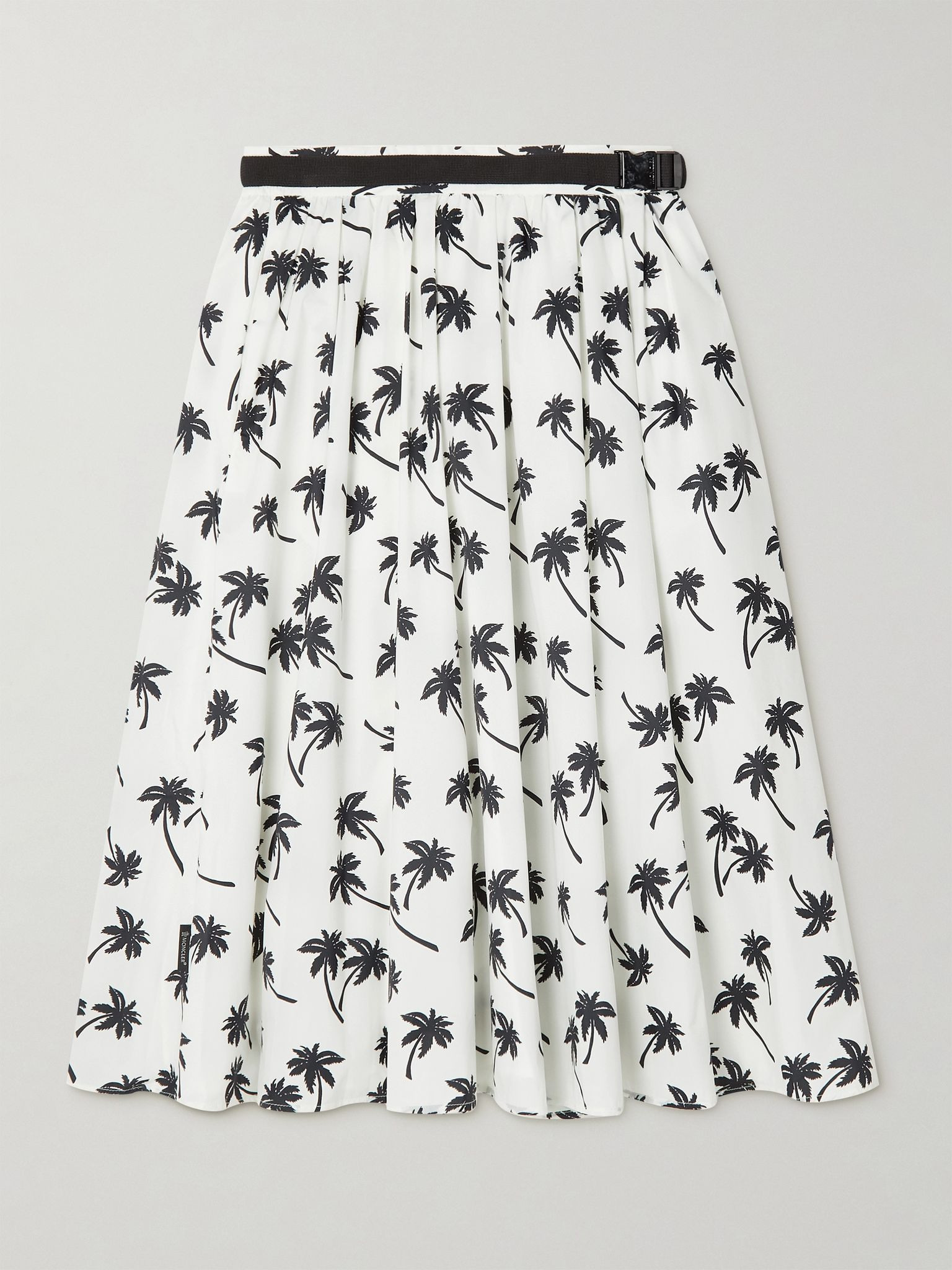 Belted pleated printed shell skirt White - 1