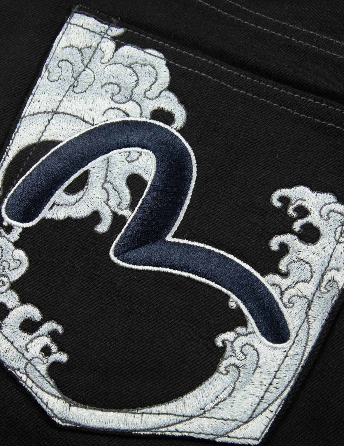 SAMURAI AND SEAGULL EMBROIDERY DENIM SHORTS - 9