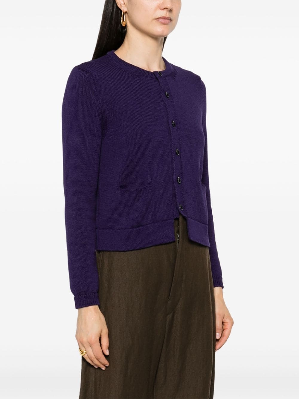 crew-neck cotton cardigan - 3