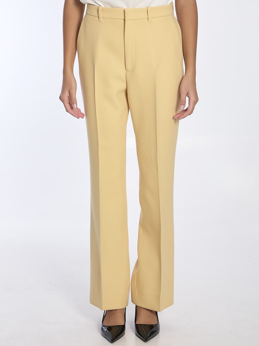 パンツ GUCCI CREAM COLOURED WOOL CREPE TROUSERS Gucci Crepe Wool Trousers | Yellow | FARFETCH EG