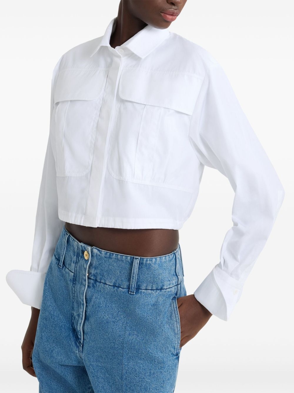 cropped poplin safari shirt - 4