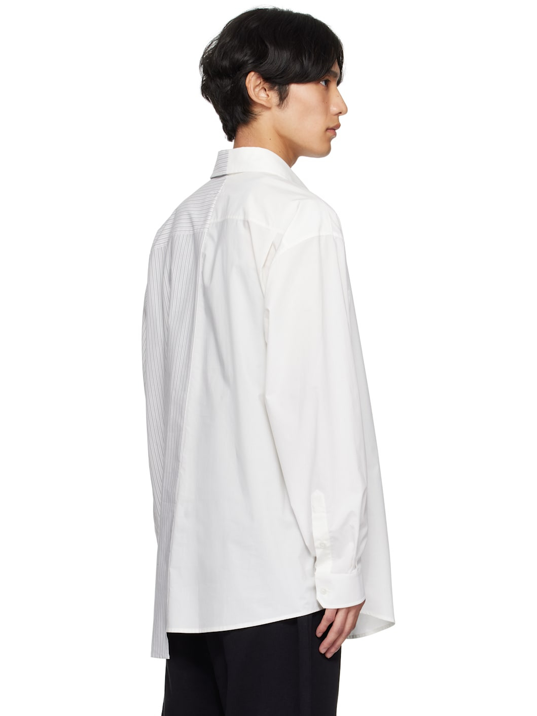 White & Gray Striped Long Sleeve Shirt - 3