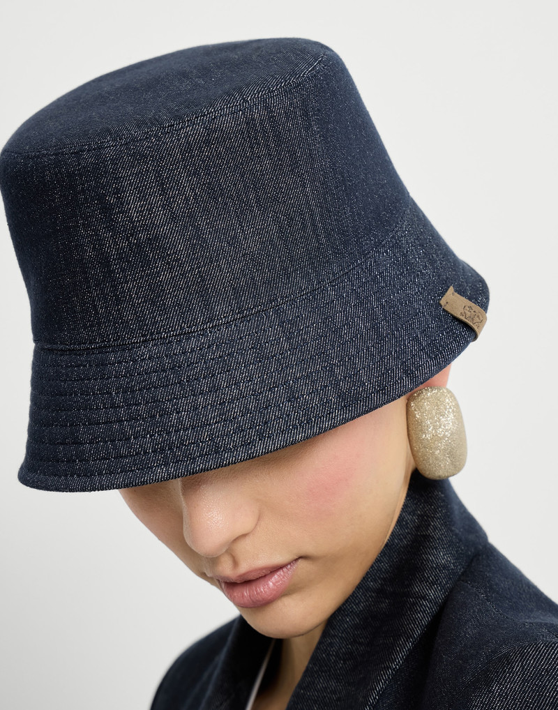 Sparkling no-fade denim bucket hat with monili 3