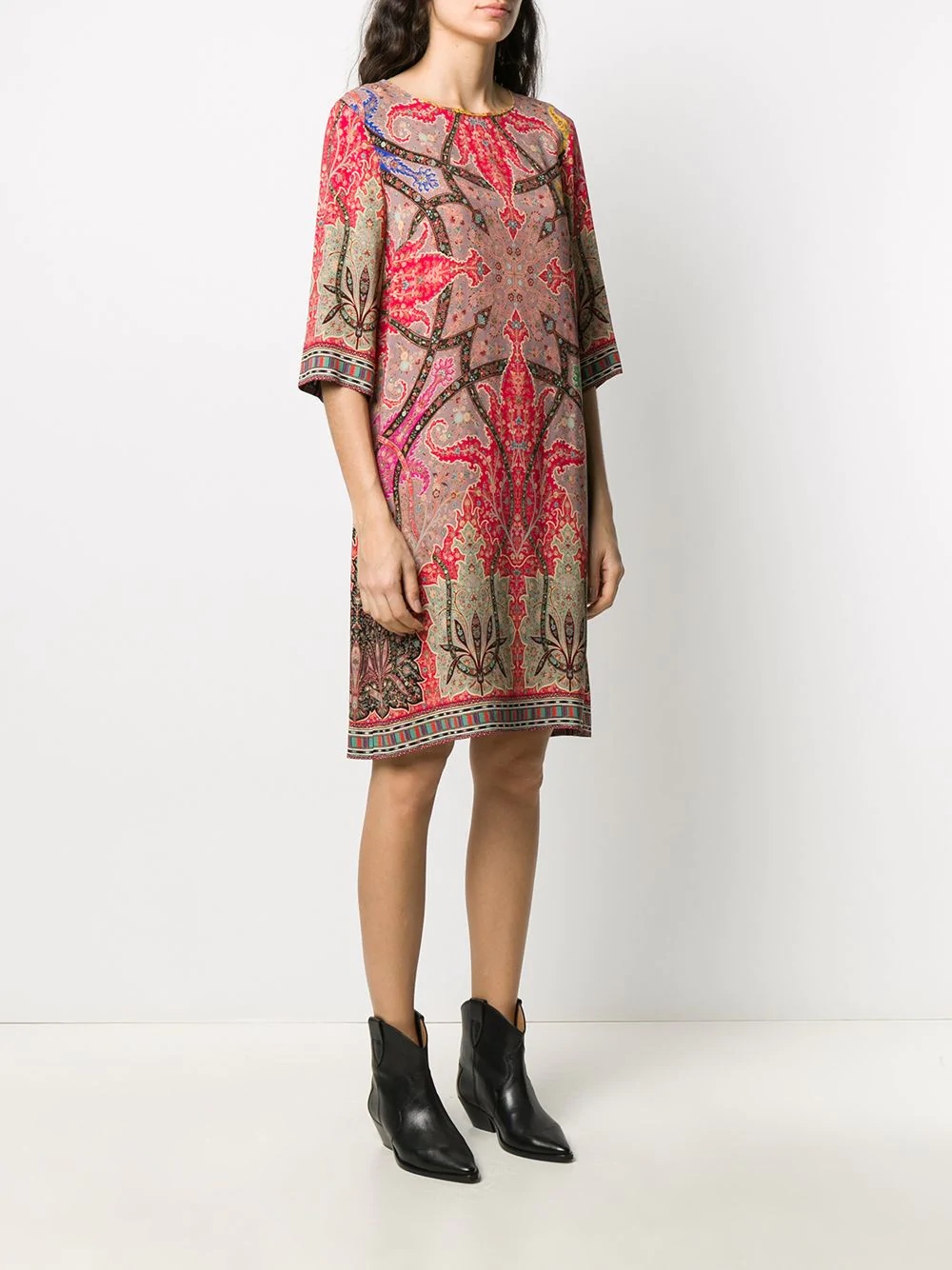 scarf print shift dress - 3