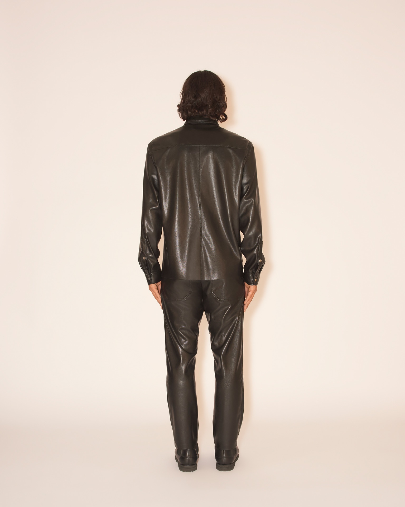 LENN - OKOBOR™ alt-leather patch pocket shirt - Pine green - 5