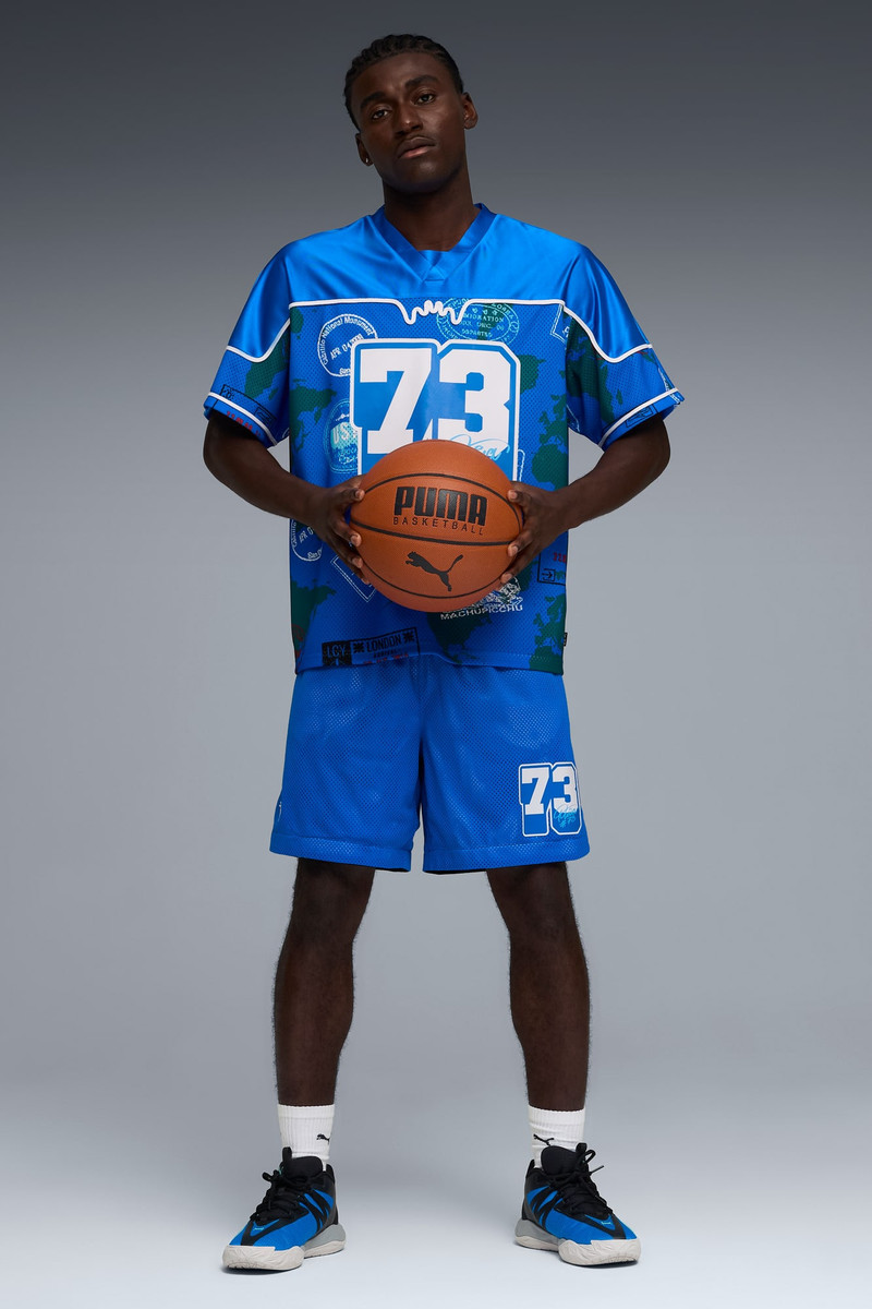Around The World Men's Patterned 7" Basketball Shorts 5