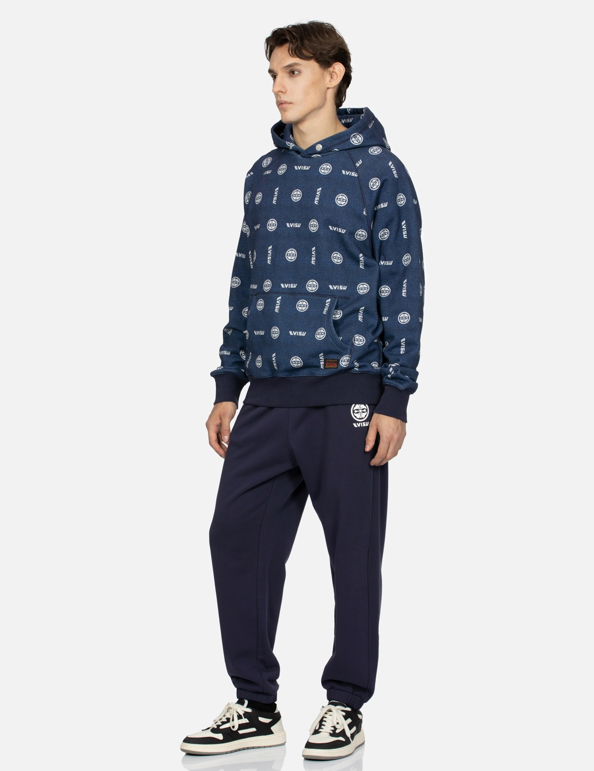 ALLOVER LOGO AND KAMON PRINT RELAX FIT HOODIE - 3