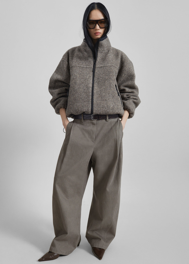 Kenei Fleece Zip Jacket - Greige Melange 4