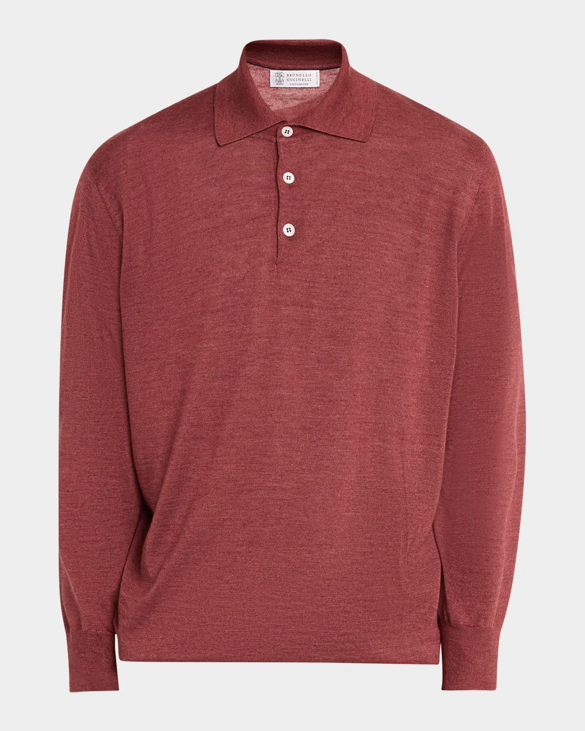 Men's Melange Cashmere-Blend Polo Sweater - 1