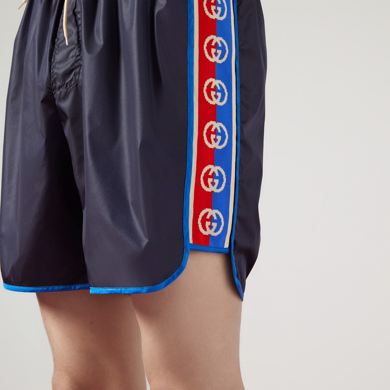 Nylon swim shorts with logo stripe 4