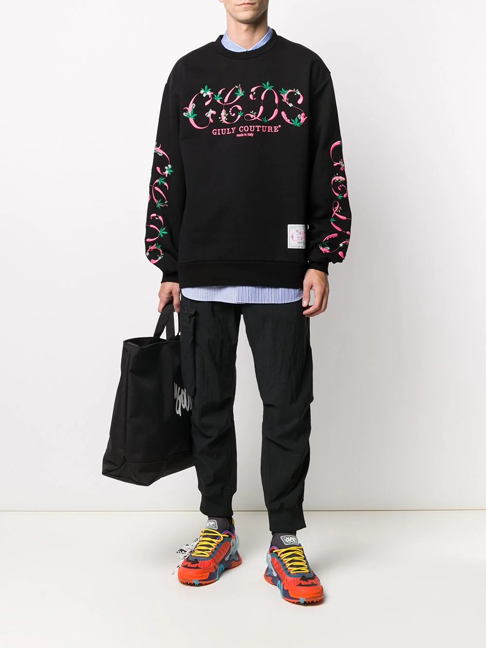 embroidered logo floral sweatshirt - 2