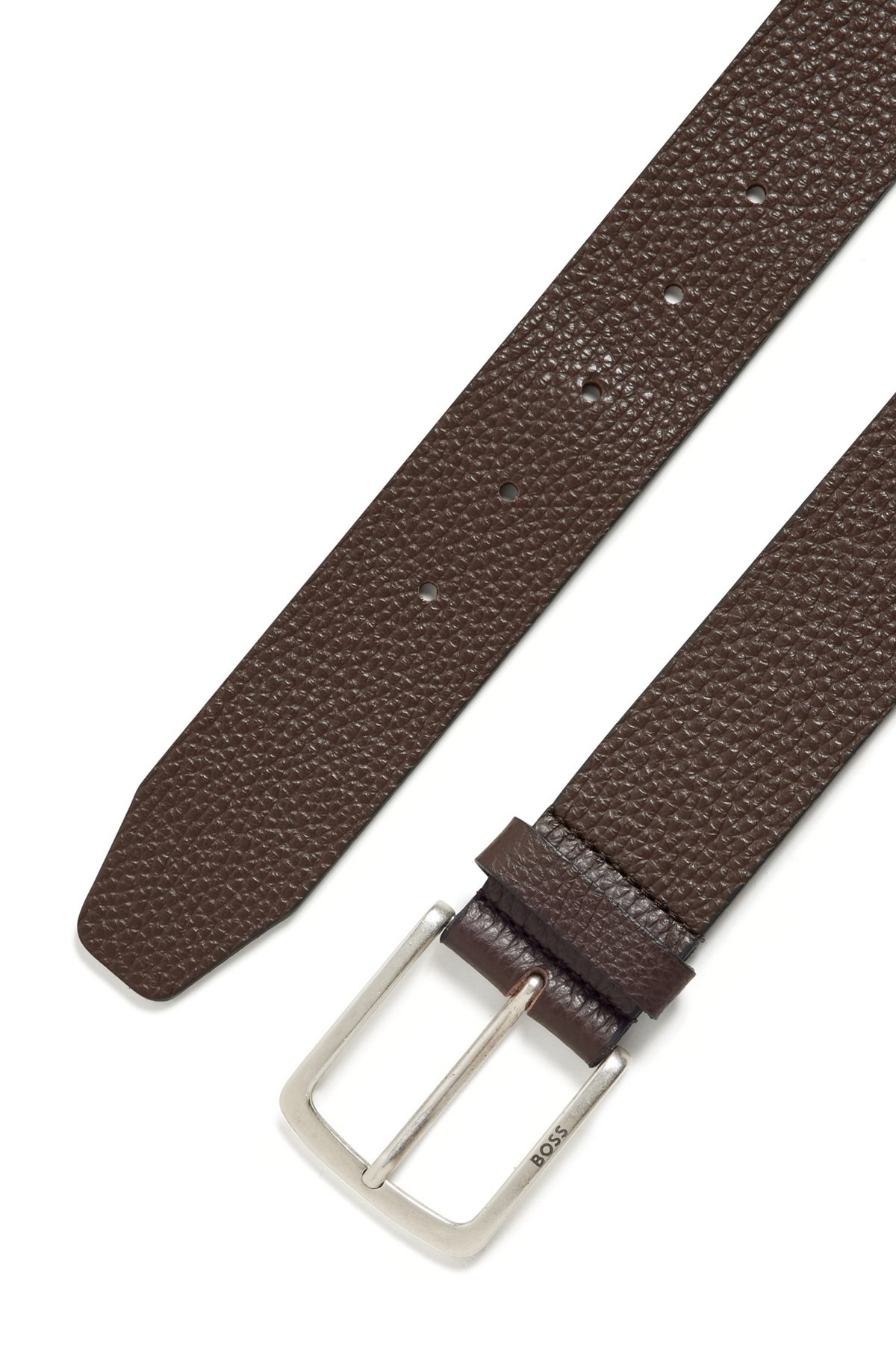 GRAINED ITALIAN-LEATHER BELT WITH BRANDED BUCKLE - 4