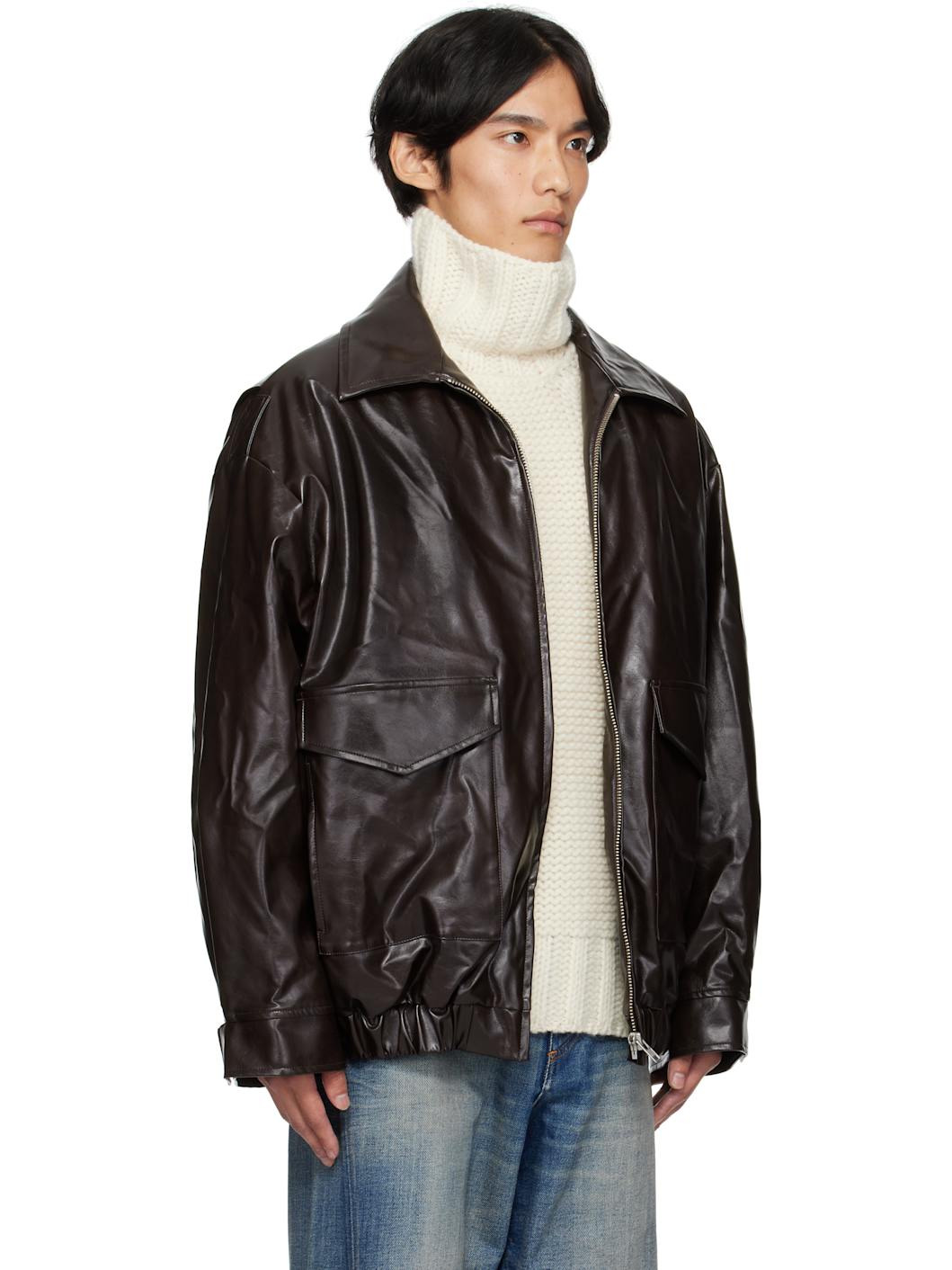 Burgundy Sports Faux-Leather Jacket - 2