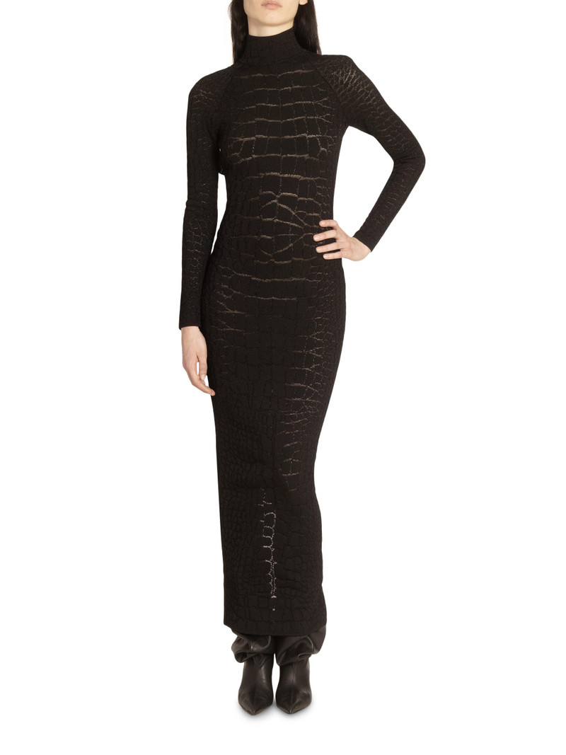 Women's Croc-Effect Knit Open-Back Maxi Dress - Noir 6