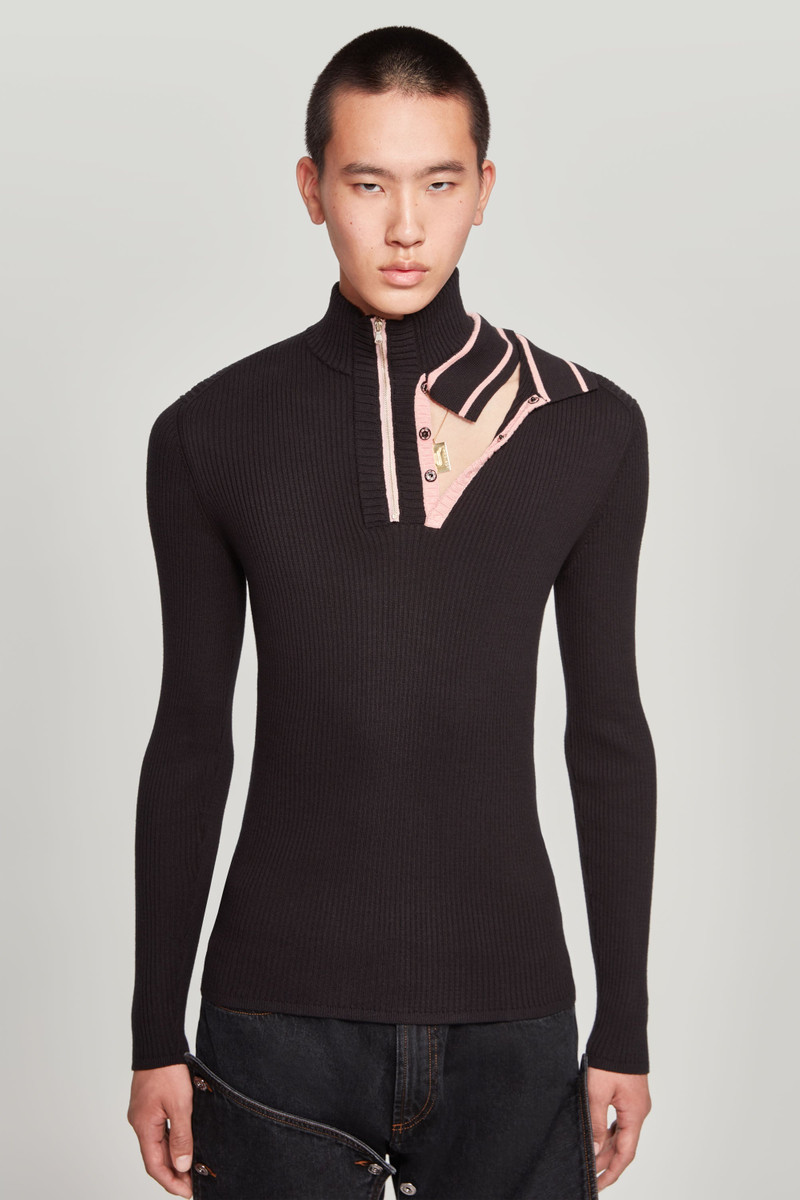 Classic Double Collar Fitted Sweater 3