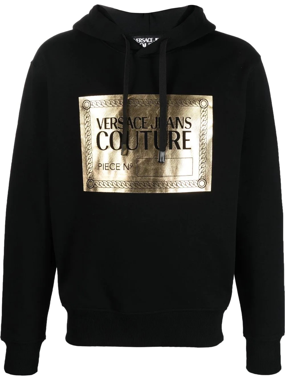 metallic logo-print cotton hoodie - 1