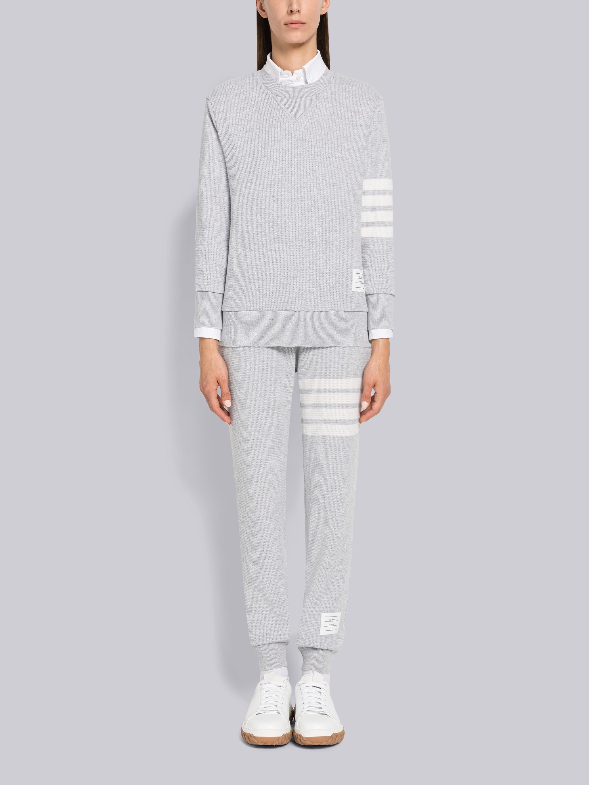 Cashmere Wool Waffle 4-Bar Sweatpants - 4