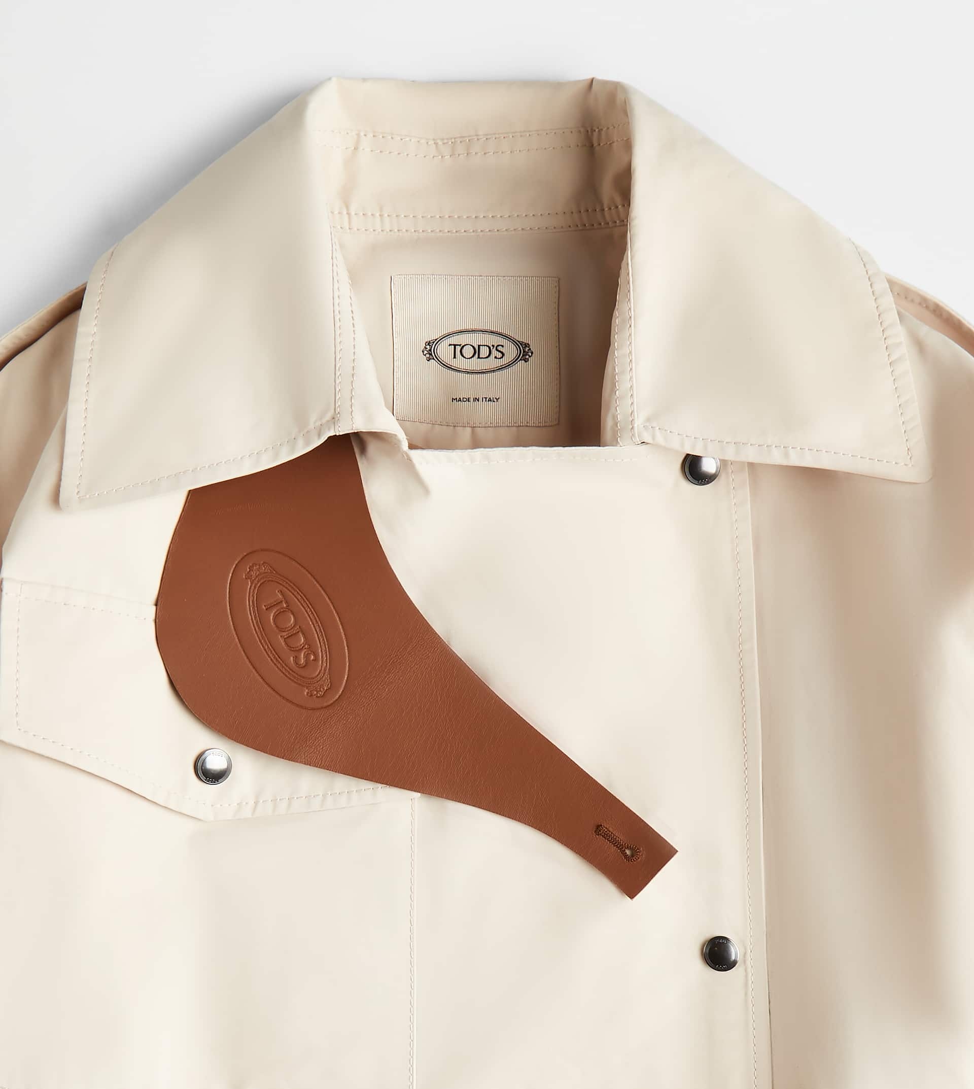 JACKET WITH INSERTS IN LEATHER - OFF WHITE - 9