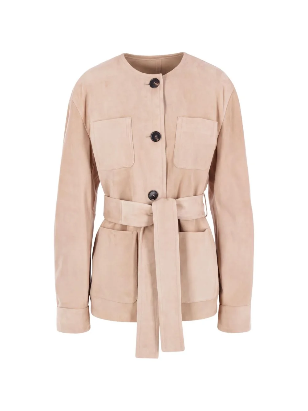 belted suede jacket - beige - 1