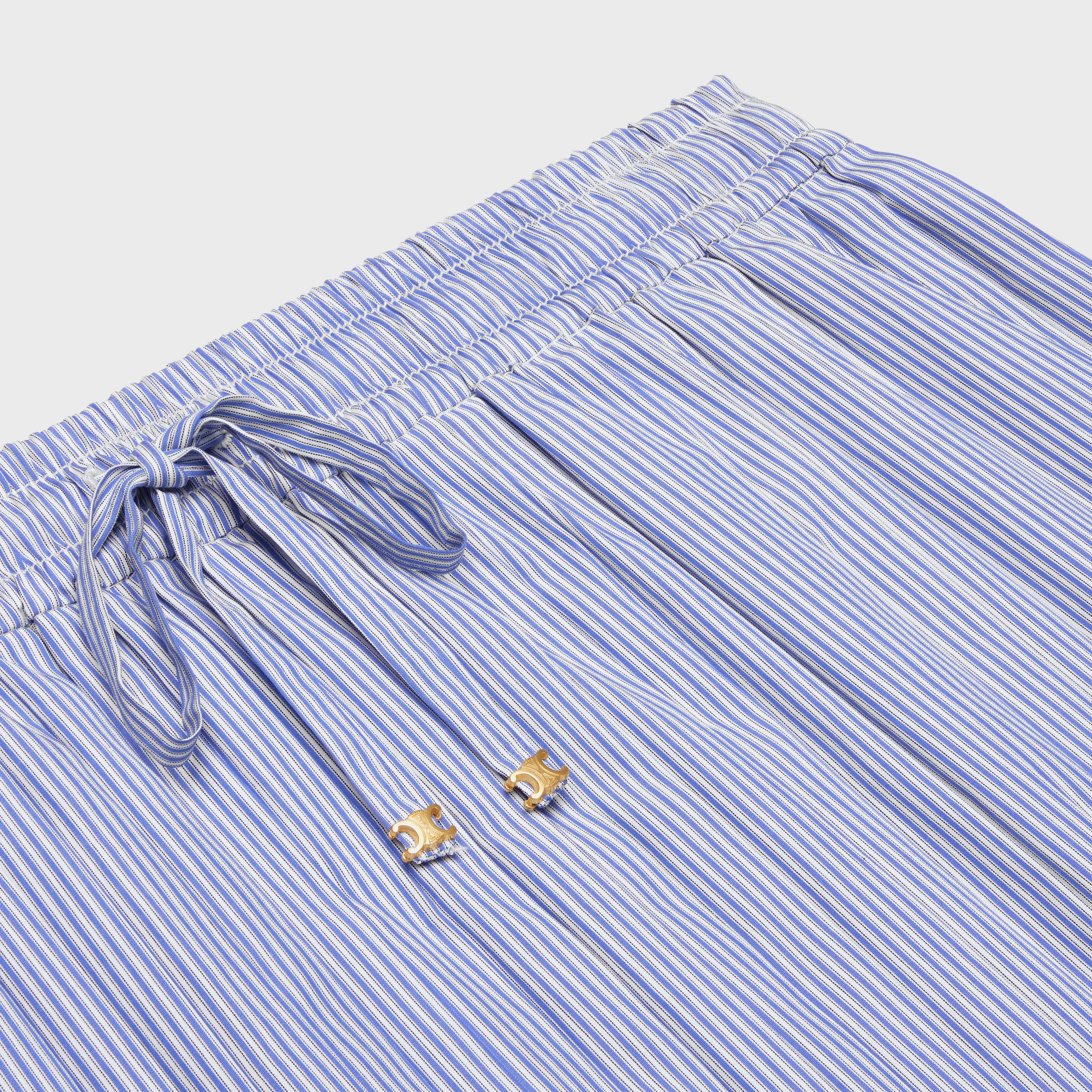 pleated pajama skirt in striped cotton - 3