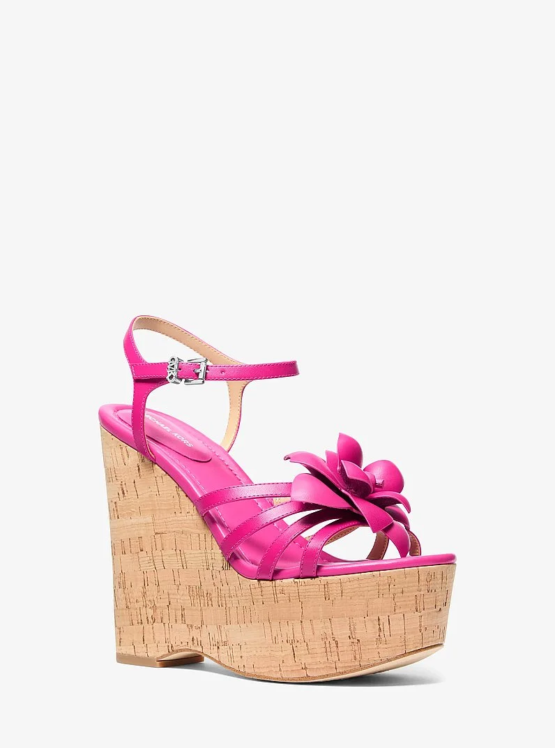 Jacie Floral Embellished Leather Wedge Sandal - 1