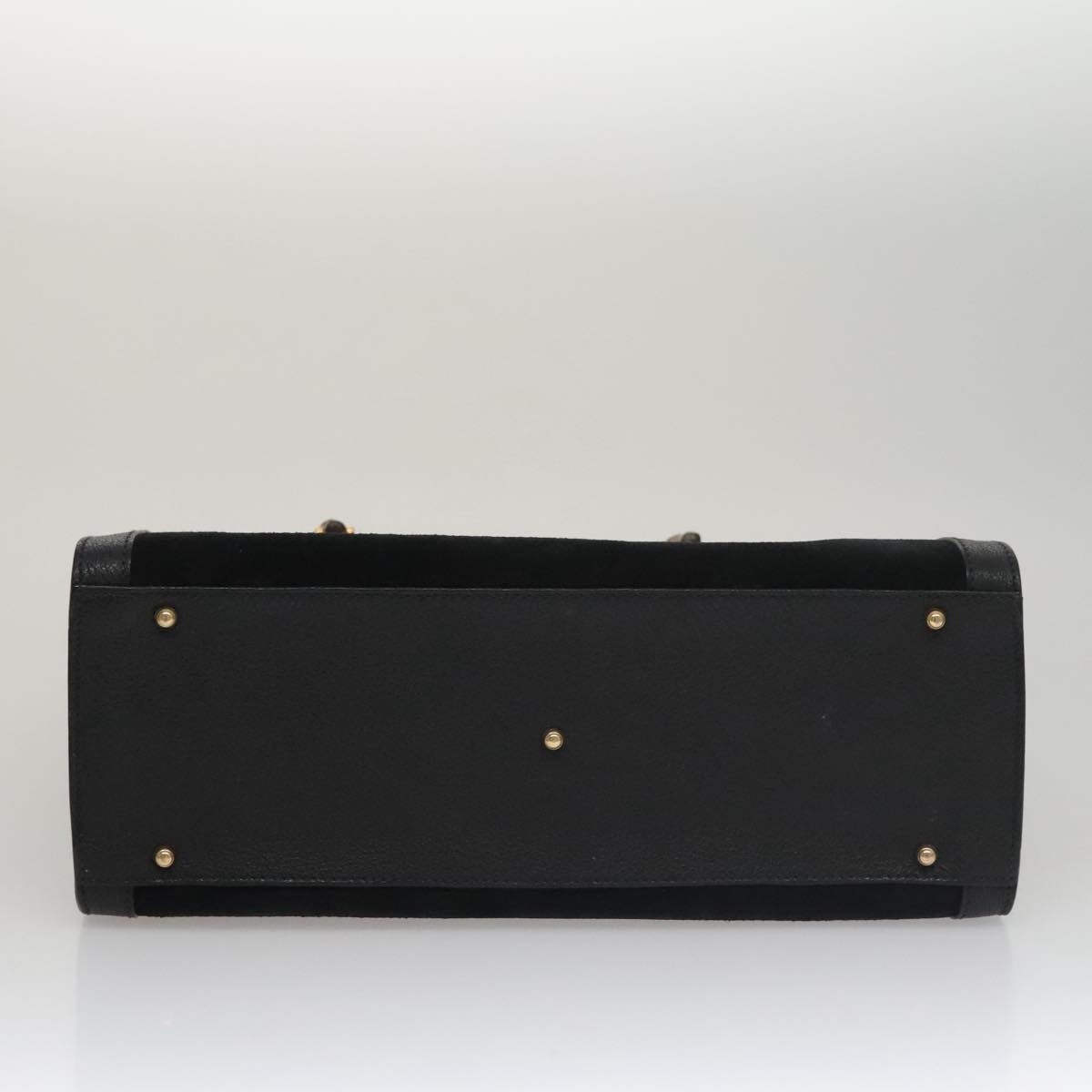 GUCCI Bamboo Hand Bag Suede Leather Black - 9