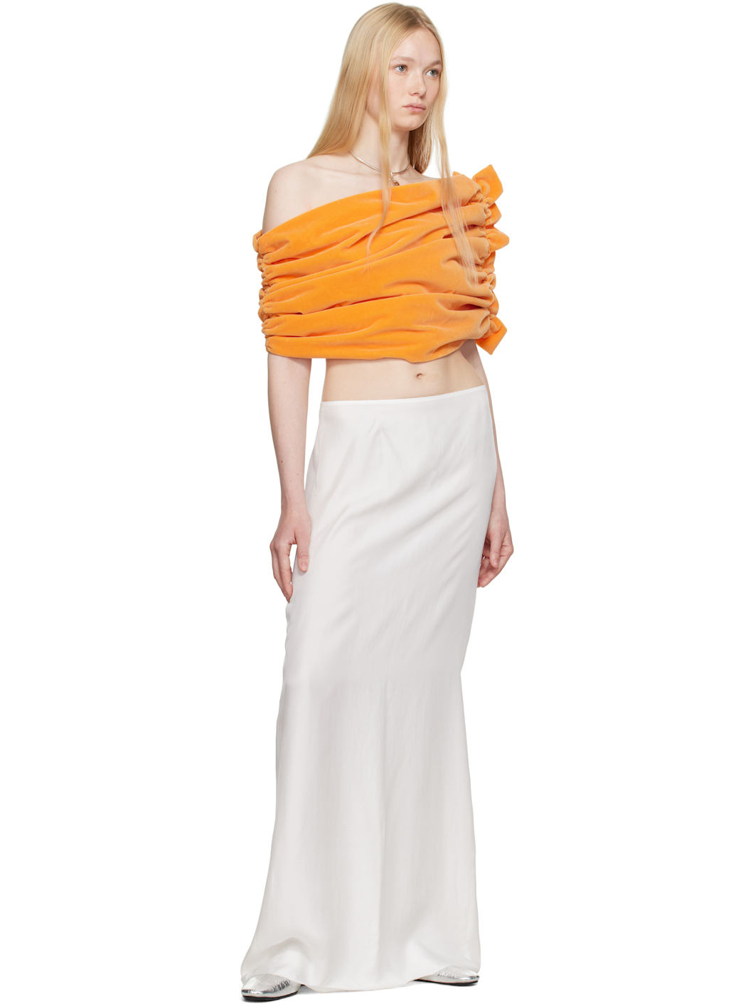 White Silk Slip Maxi Skirt - 4