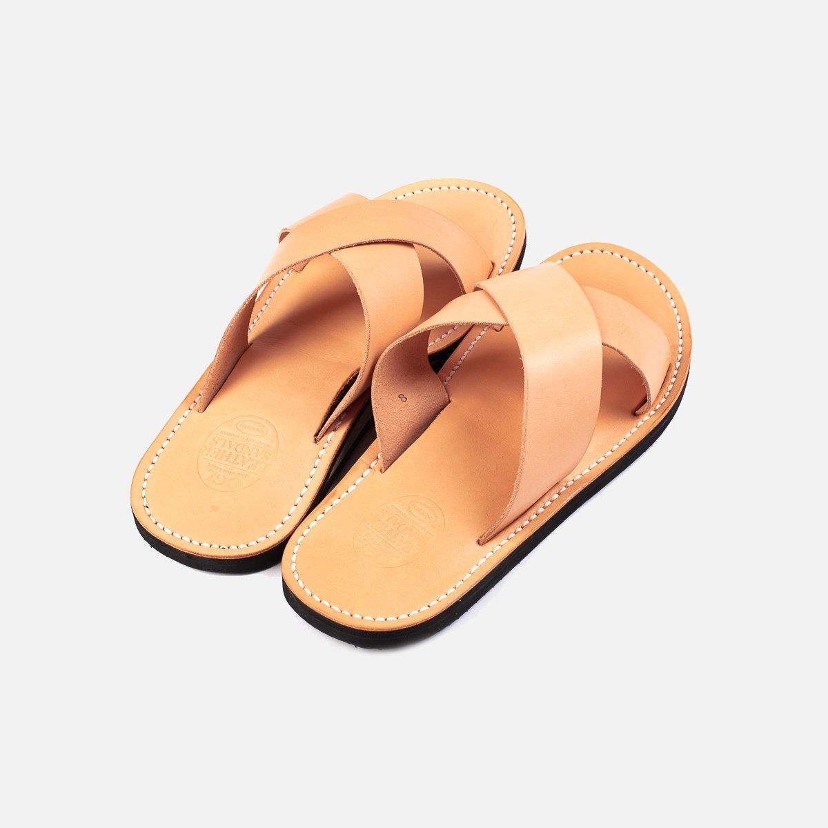 OGL-DRSOLE-CROSS-NAT OGL X Dr. Sole Leather Cross Sandals - Natural - 5