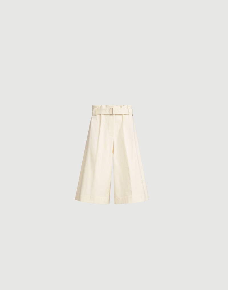 Cotton gabardine paperbag-waist Bermuda shorts 1