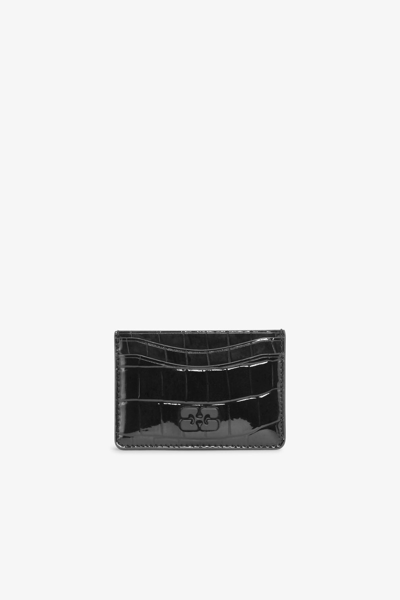BLACK CROCO PATENT GANNI BOU CARD HOLDER 1