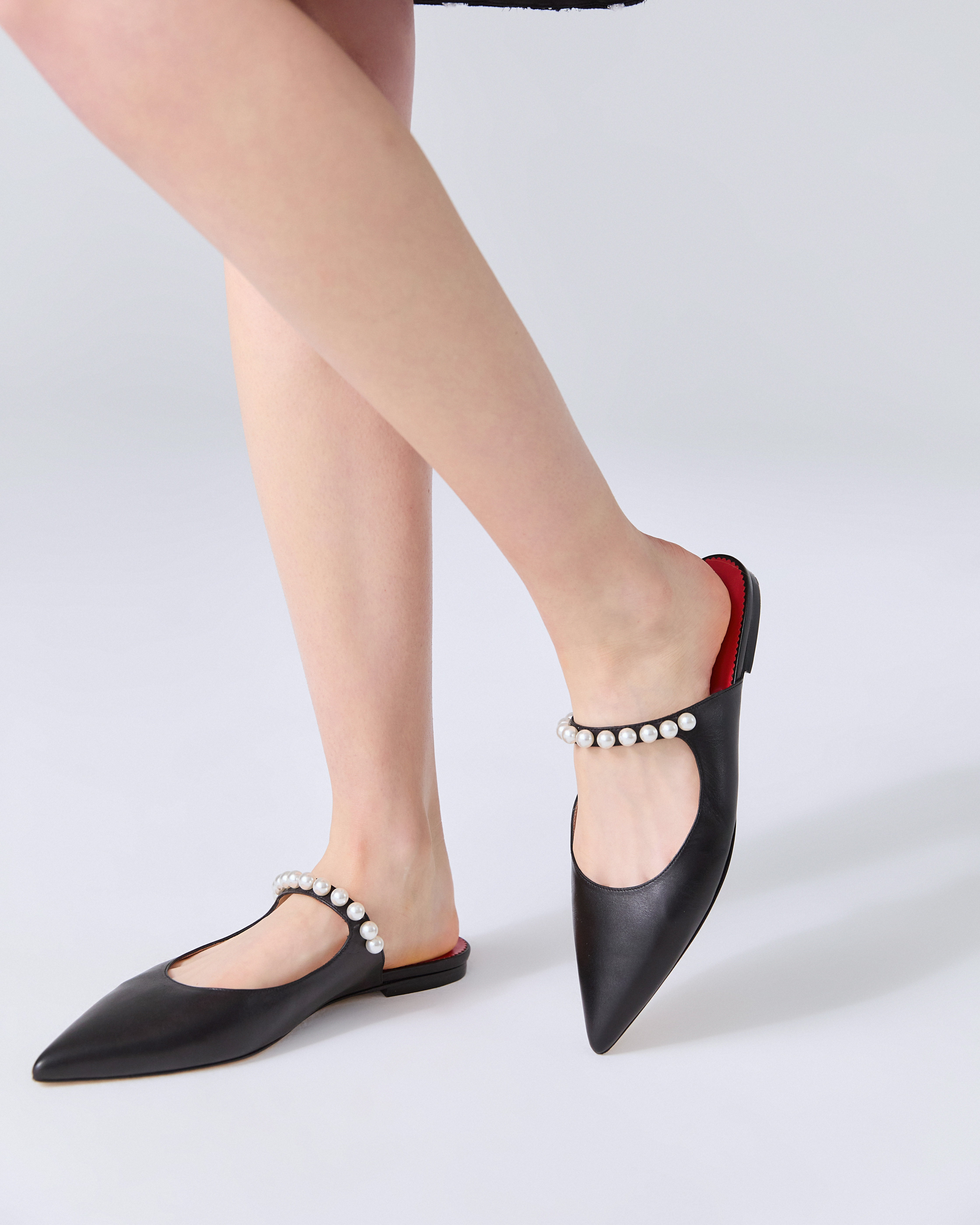 Flat Mule with Pearl-Embellishment - 3