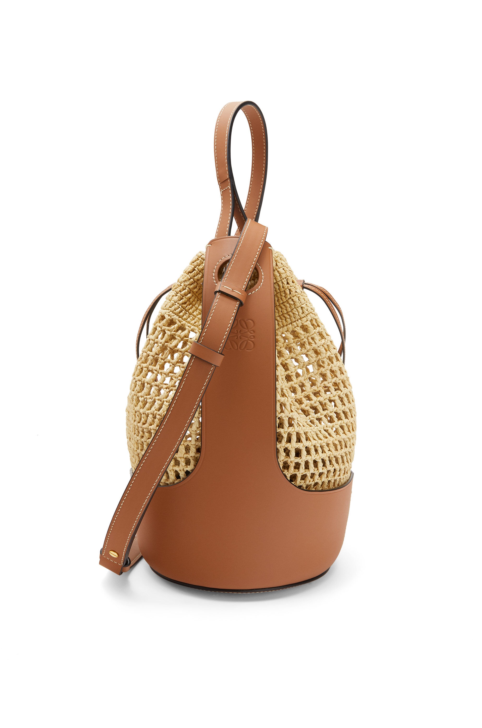 Balloon bag in raffia and calfskin - 3