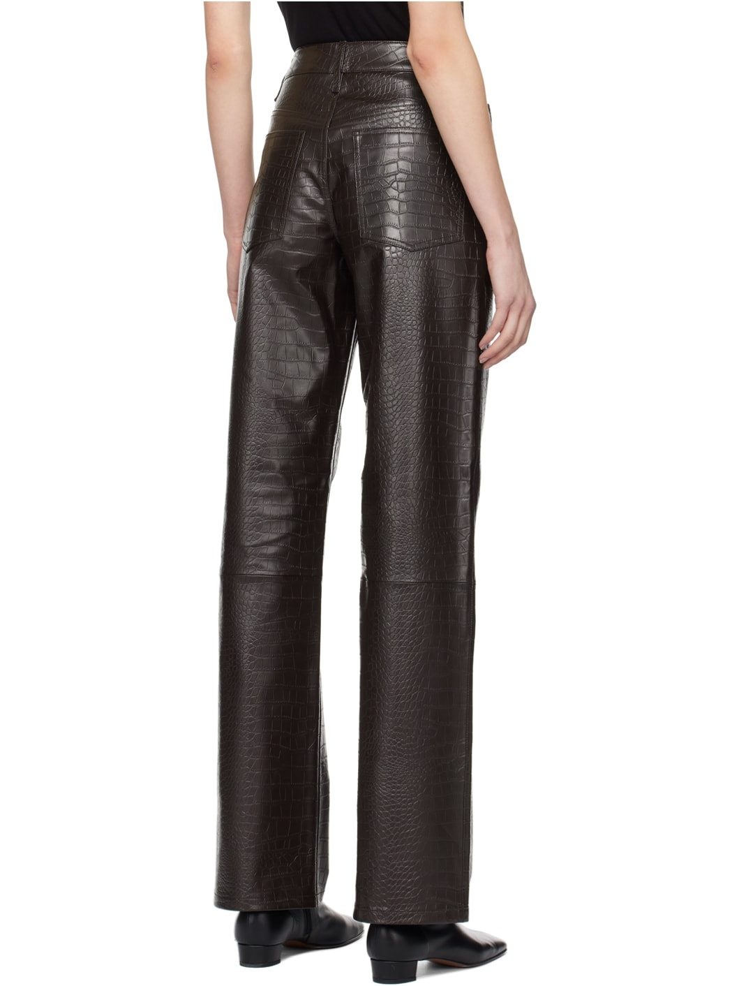 Brown Bonnie Faux-Leather Trousers - 3