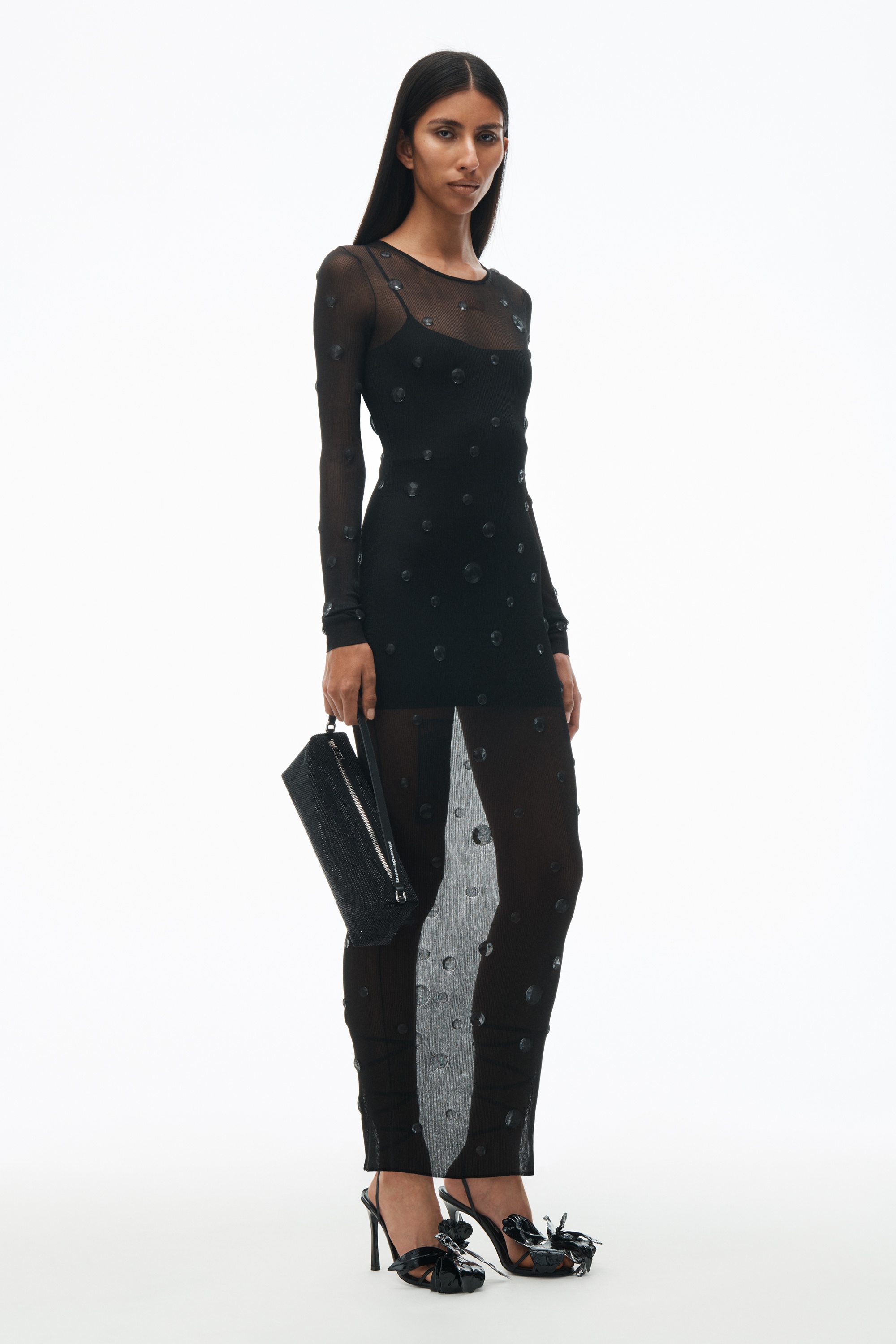 Crew Neck Dress With Engineered Trapped Gems - 2