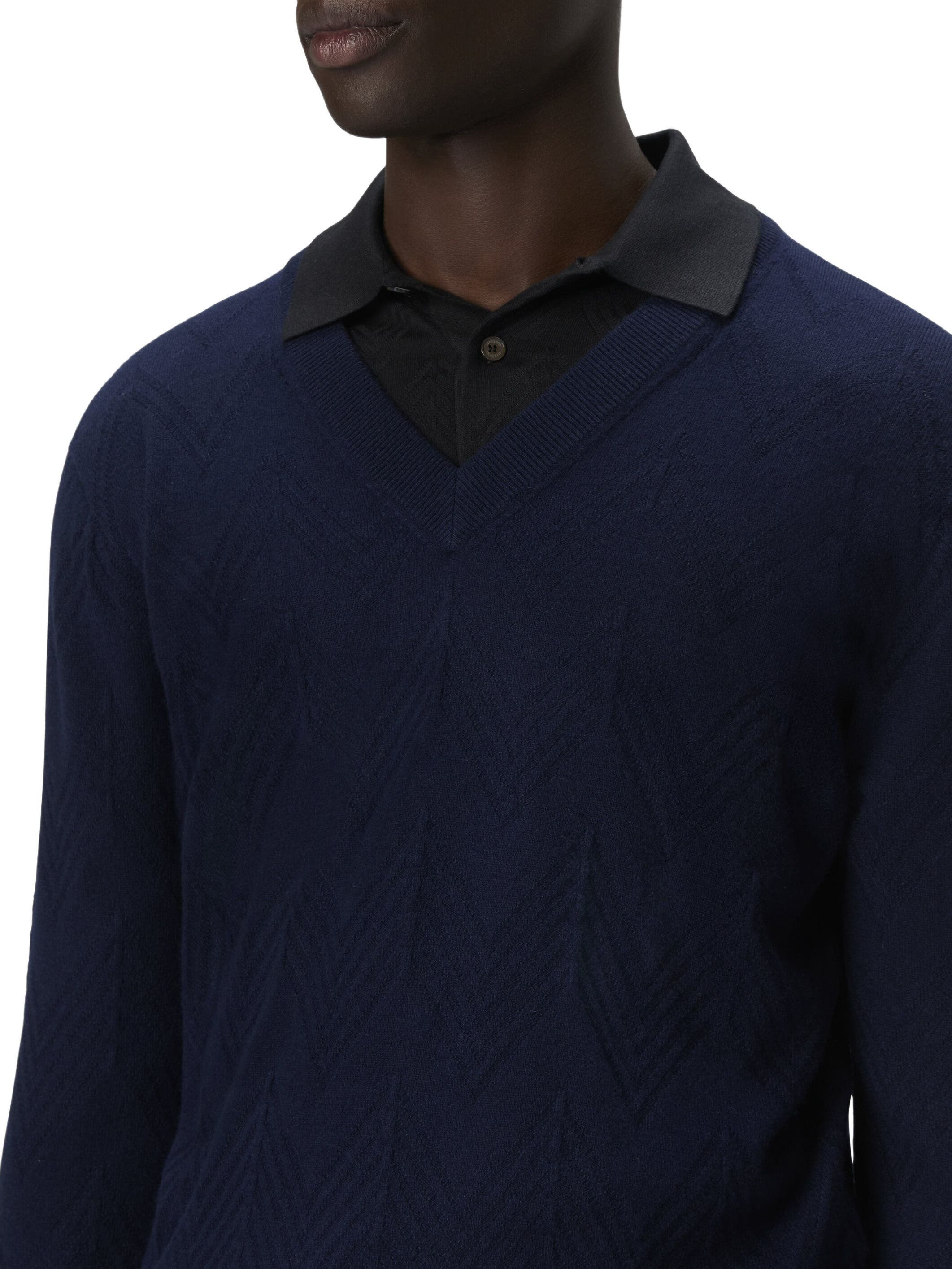 Missoni Tonal Cashmere V-neck And Zigzag Pullover in Navy at Nordstrom - 4