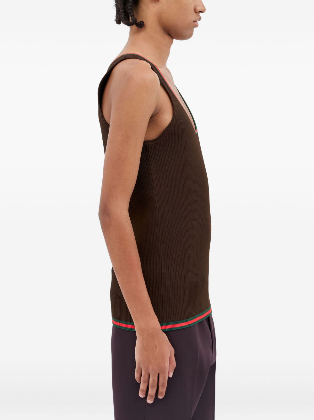 ribbed-trim scoop-neck vest - 3