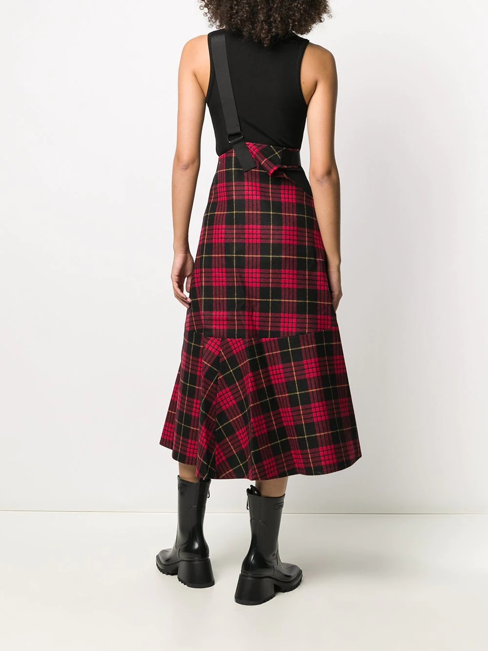 crossover strap tartan skirt - 4