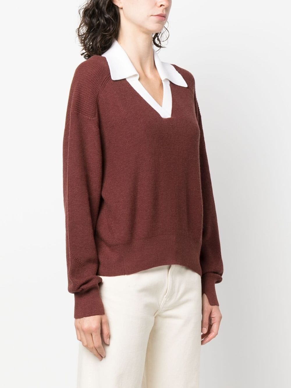 V-neck long-sleeved jumper - 3