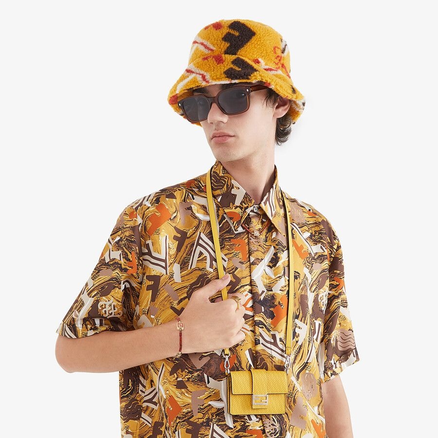Yellow teddy fabric bucket hat - 3